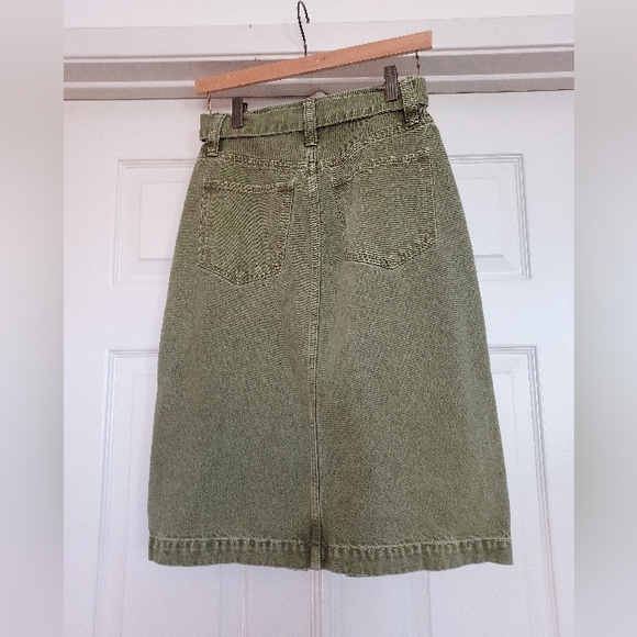NWOT Madewell rigid seamed denim skirt with pockets and tie, size 24 - Picture 3 of 9